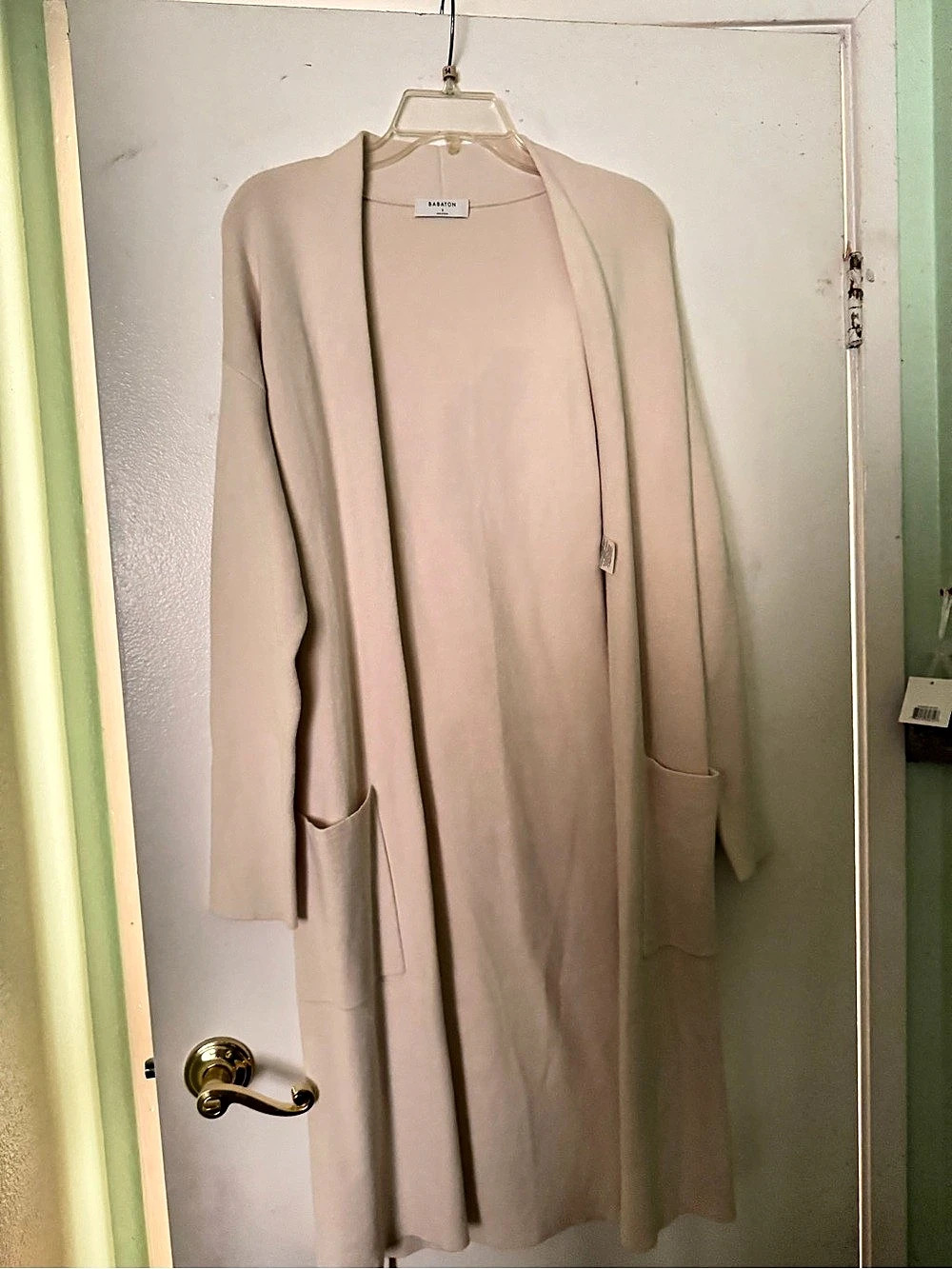 Babaton Long Cardigan in Beige Size Small Like New
